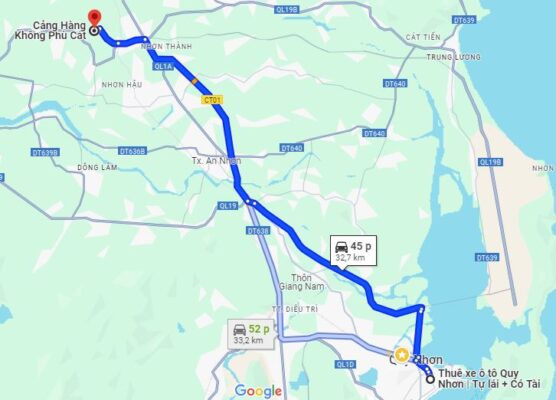 Khoảng cách từ sân bay - Quy Nhơn