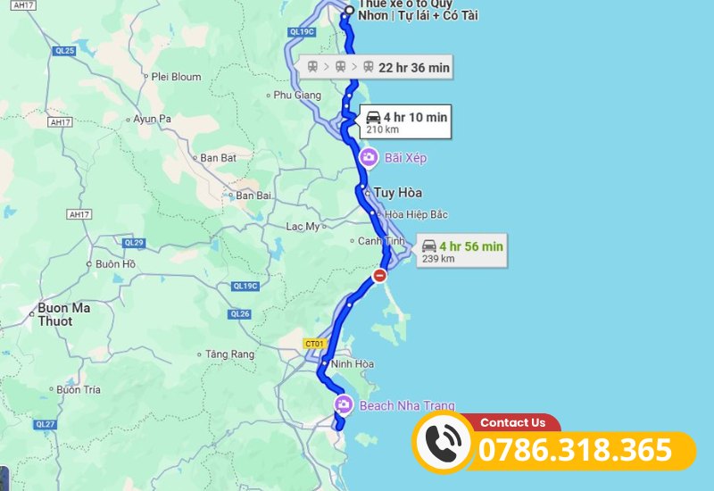 Khoảng cách từ Quy Nhơn đến Nha Trang
