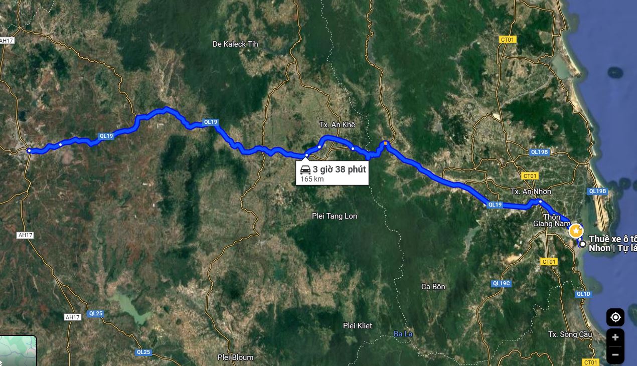Khoảng cách từ Quy Nhơn - Pleiku